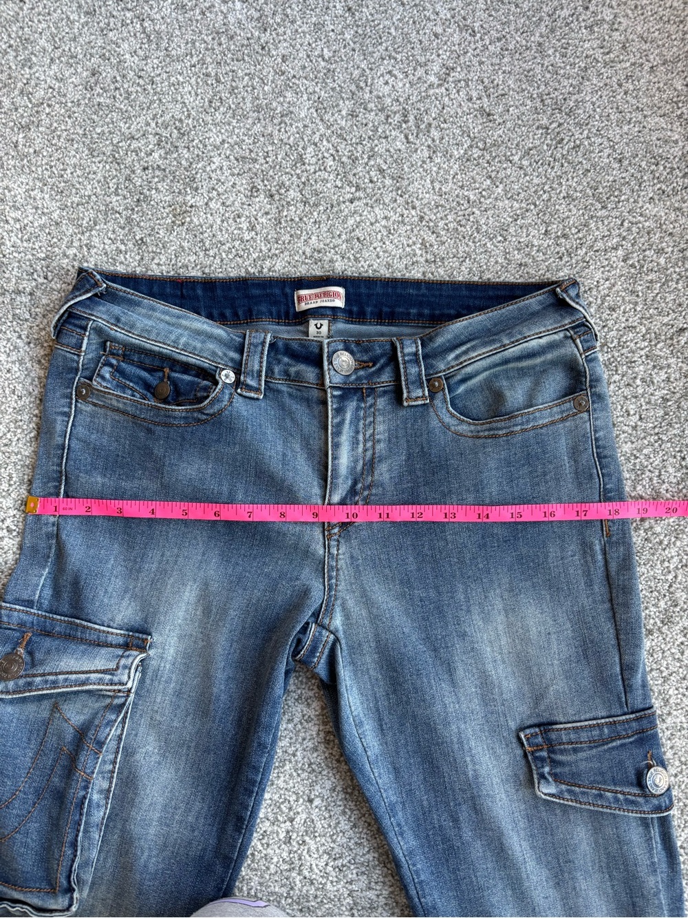 True Religion Becca Cargo Bootcut Jeans 30 Low Rise Y2K Rare Style - Picture 13 of 16